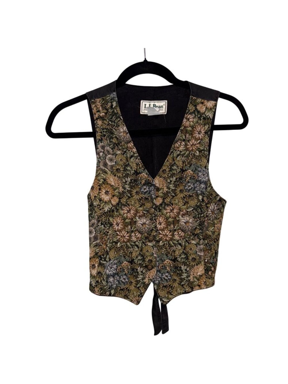 Vintage L.L. Bean Womens Floral Tapestry Button Front & Adjustable Back Strap